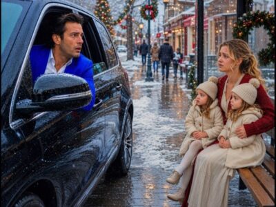 Um milionário estava a caminho do jantar de Natal – completamente sozinho. Então ele a viu esperando no frio com gêmeos.
